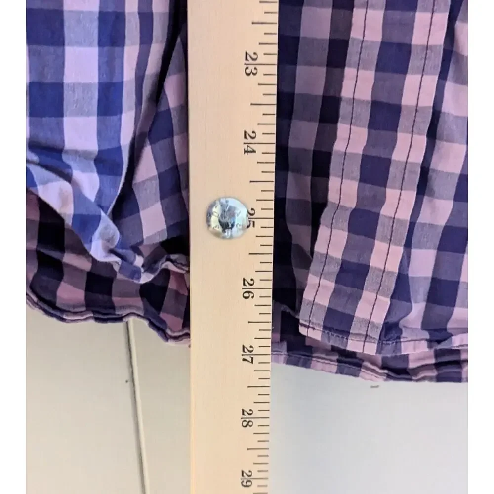 J Crew Shirt Mens S Purple Check Plaid Button Up Down Long Sleeve Ranch Western